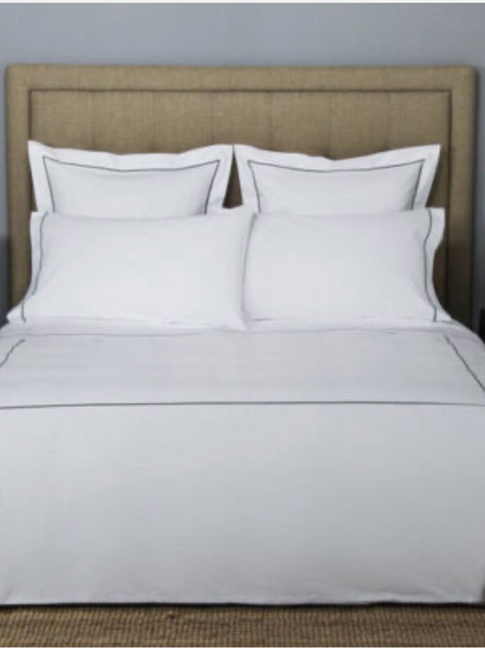 Frette One Bourdon King Duvet Cover White/ Navy